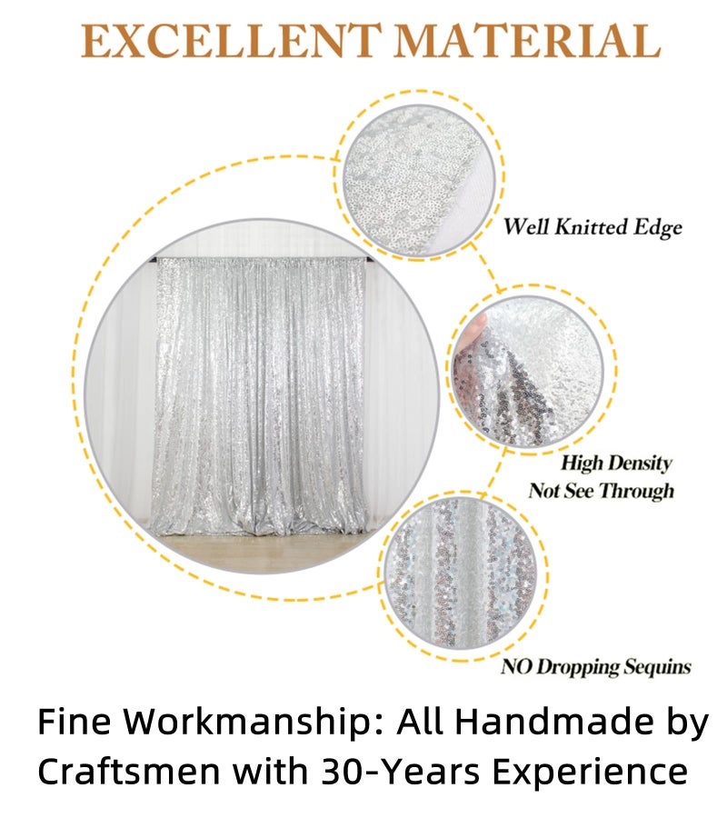 ShiDianYi Sequin Backdrop Silver 20X10FT Wedding Backdrop Photo Booth Glitter Curtain for Party Shimmer Photography Background Decoration - Image 3